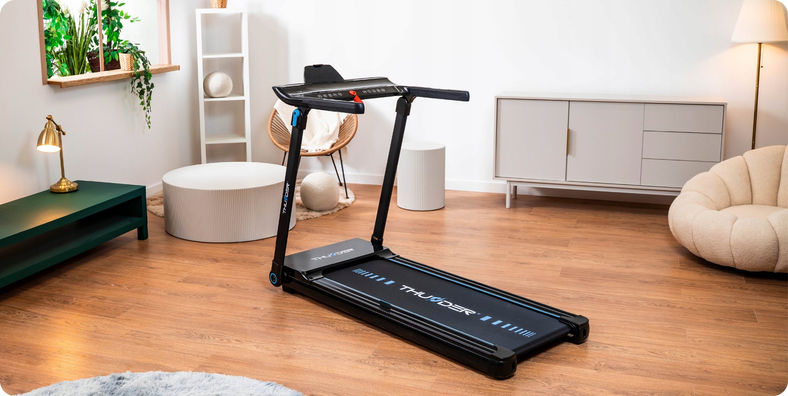 Home Treadmill Electric Folding FitShow Kinomap Bluetooth ULTRA THUNDER Measurements training duration distance speed pulse burned calories
