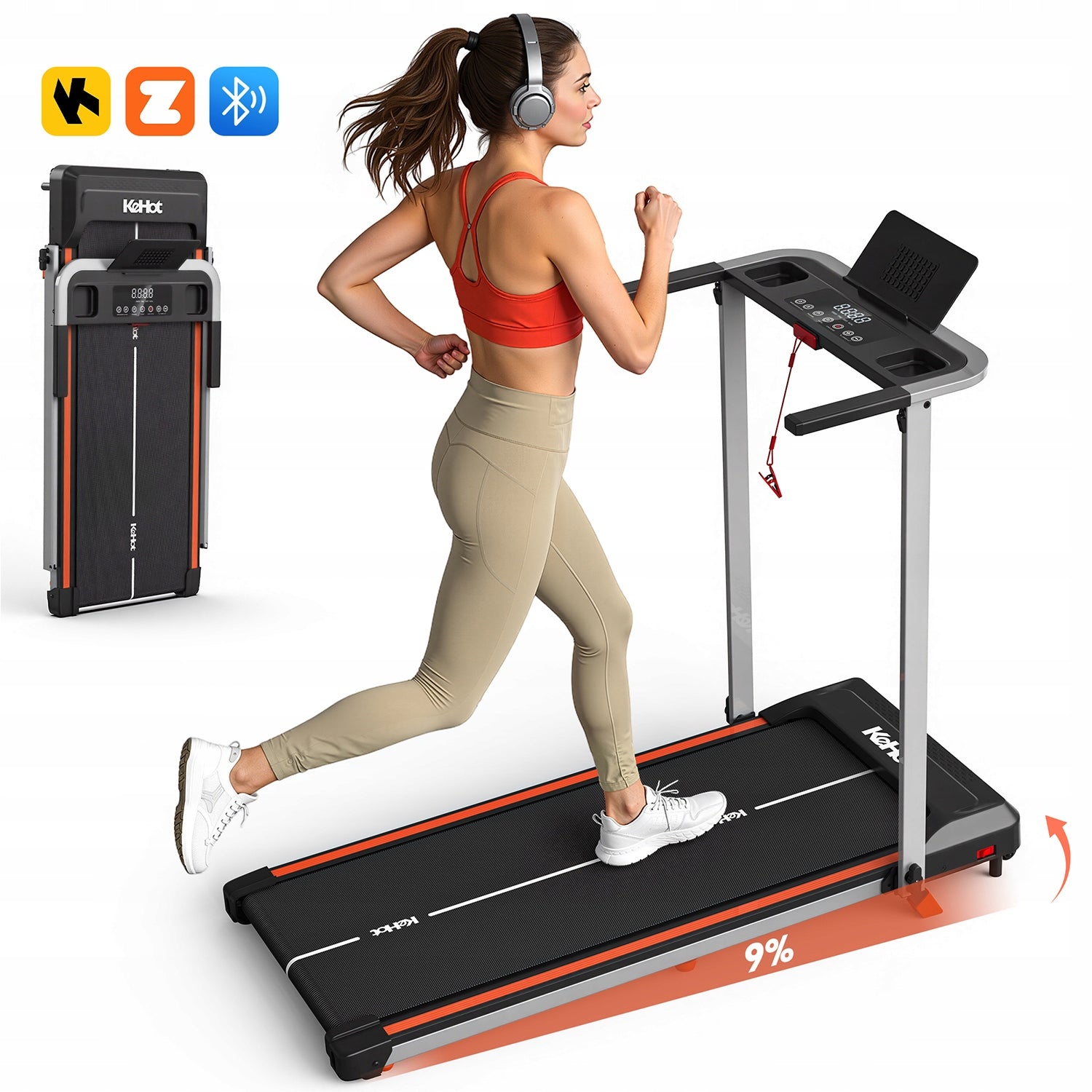Home Treadmill with APP, 1–12 KM/H Speed, LED Display, 12 Programs