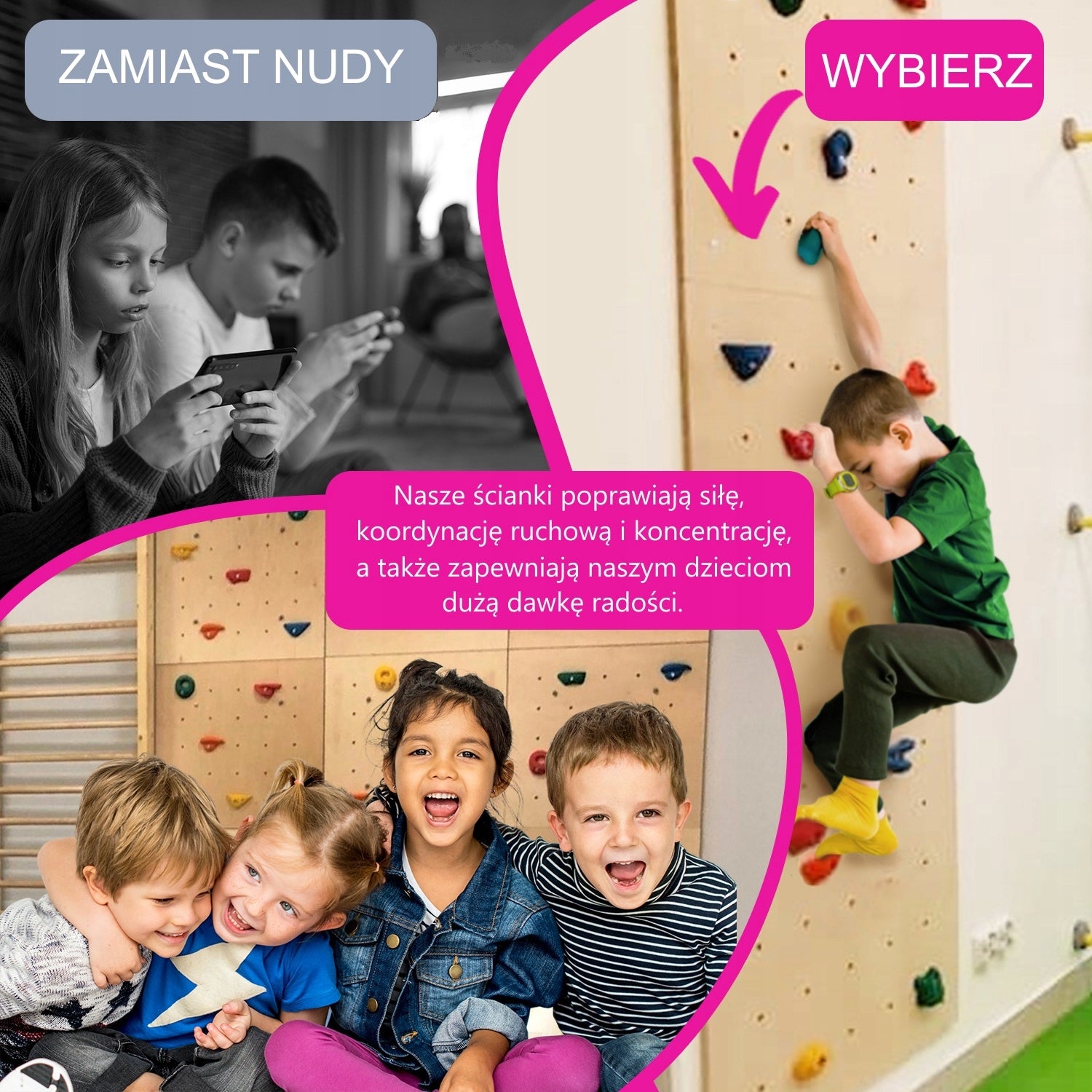 = Home climbing wall for children 225x75 + 15 climbing holds = Manufacturer code 08 WMx3