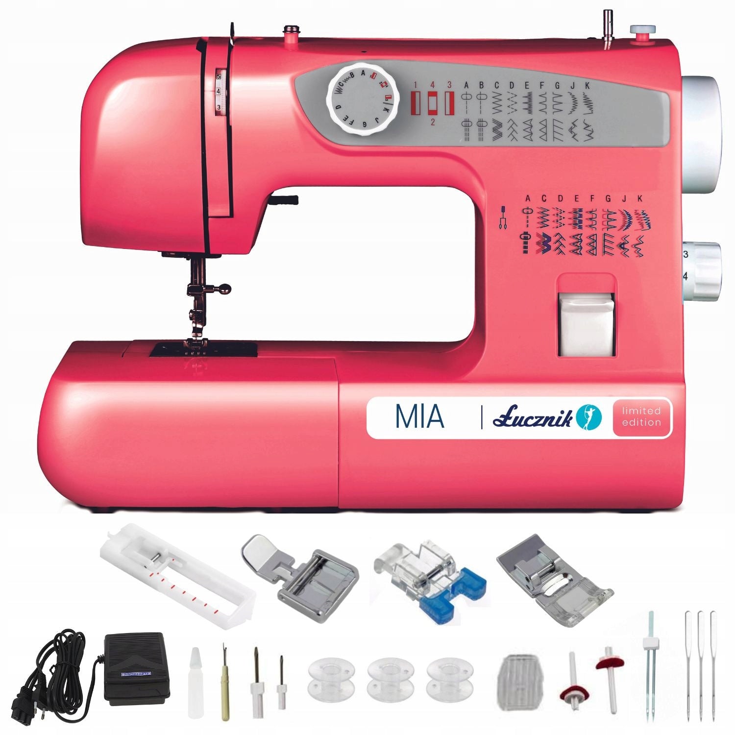 Home sewing machine mechanical strong Łucznik Mia 38 stitches overlock