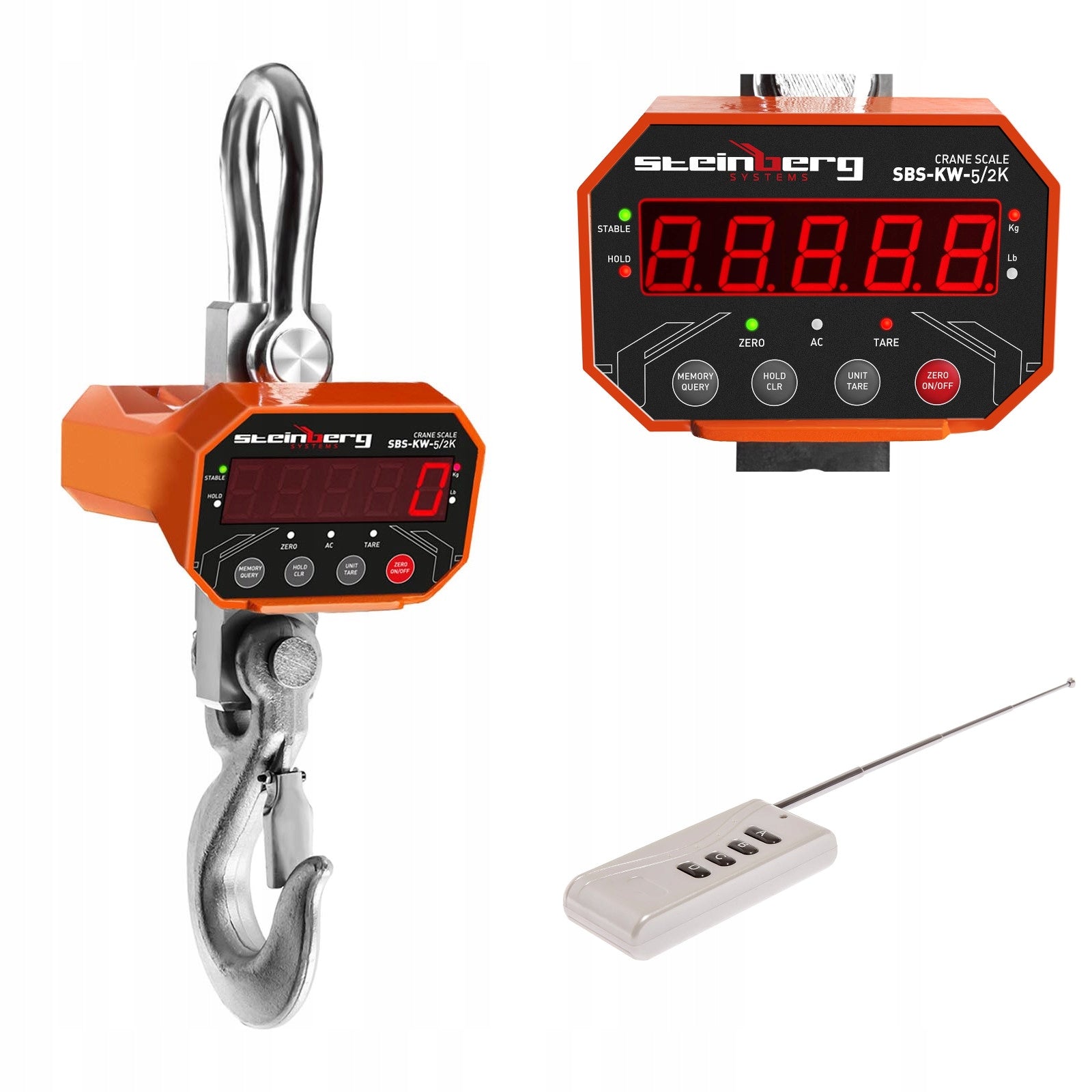 Hook weight 5000kg with remote control LED industrial stainless steel 1kg pitch