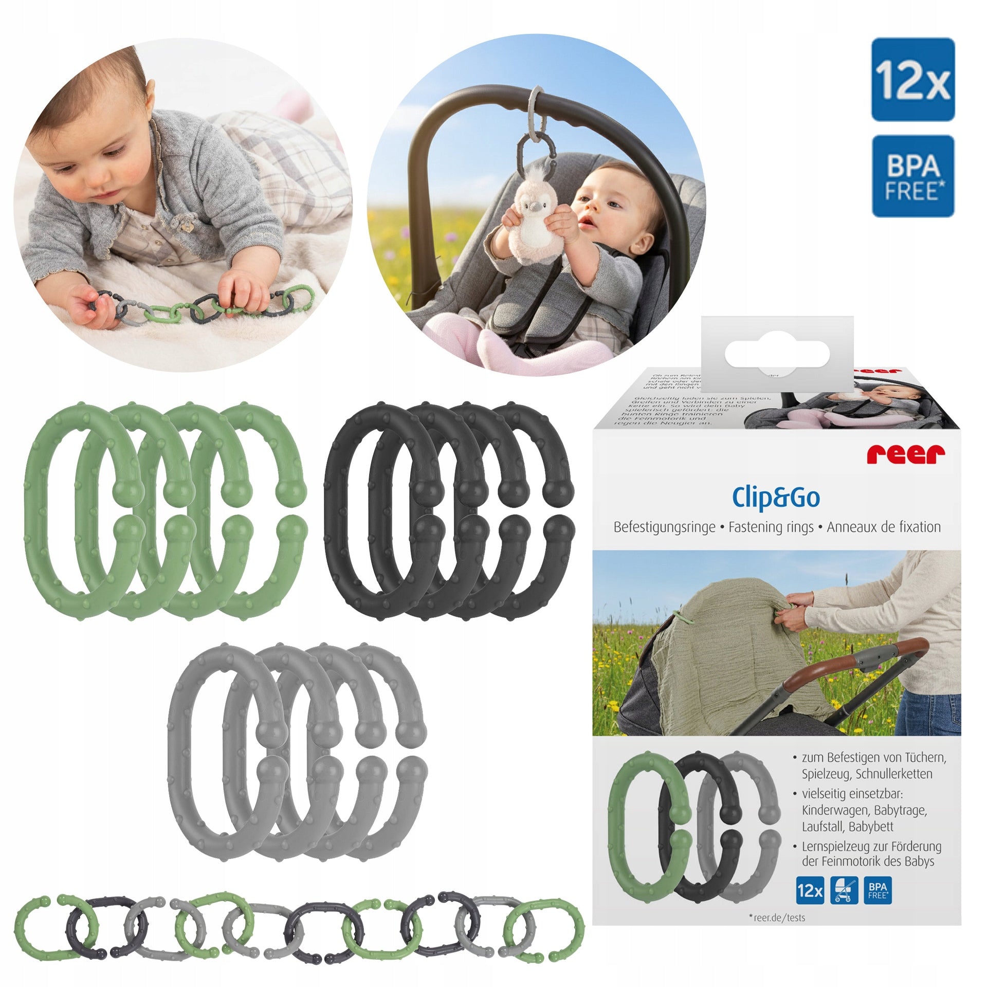 Hooks handles for attaching toys to the carrier trolley 12pcs REER Brand Reer
