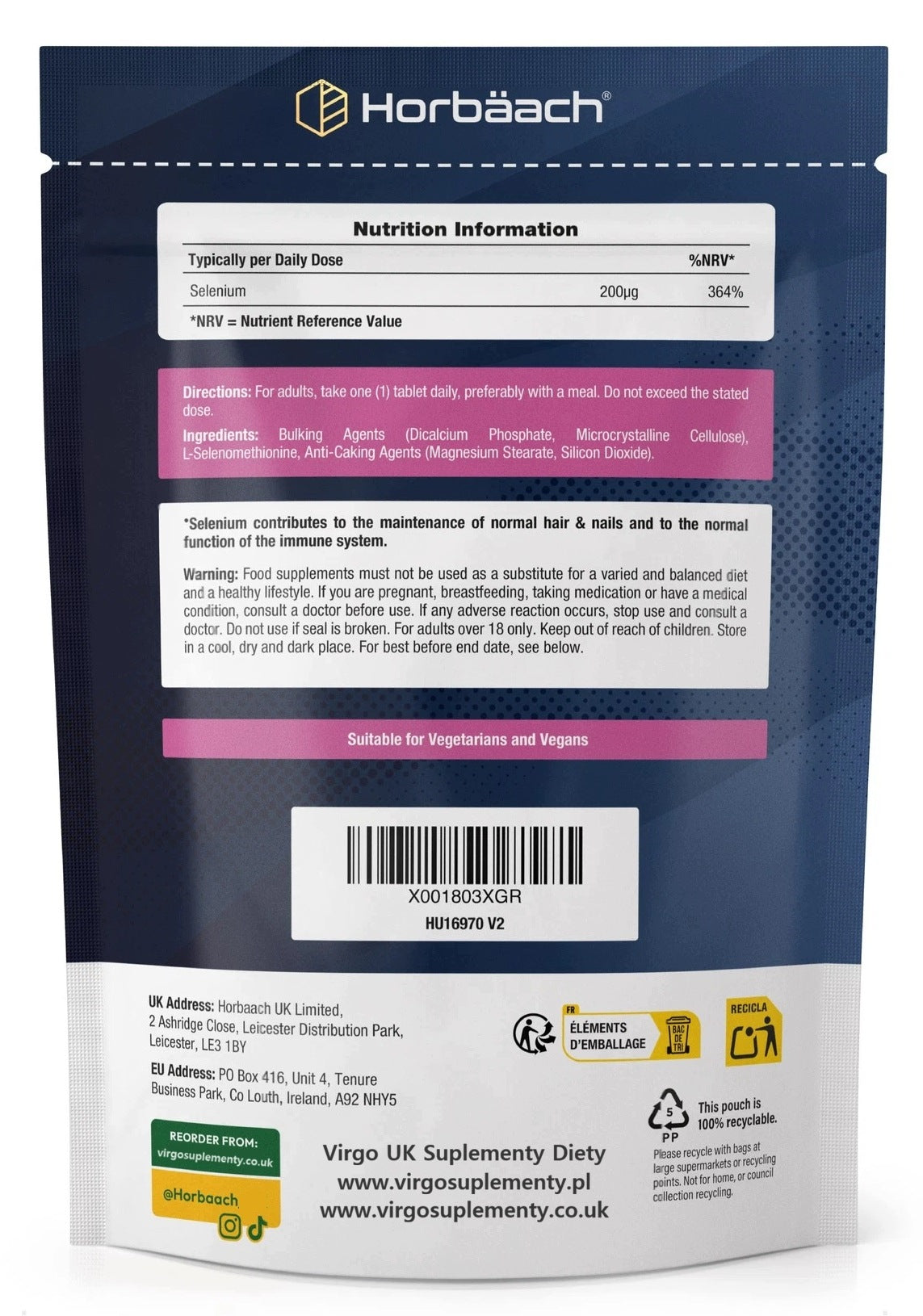 Horbaach High Power Selenium 200 µg 400 tablets FOR OVER A YEAR 400 DAYS QUALITY Packaging status original