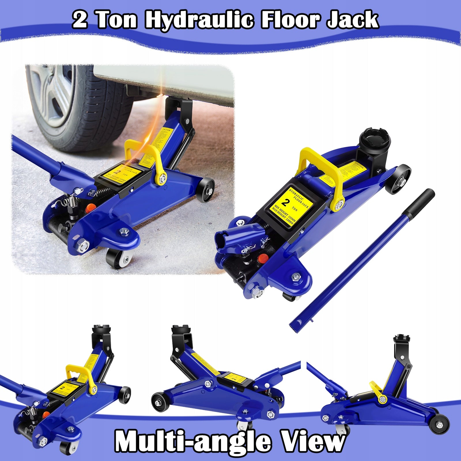 Horizontal Hydraulic Jack, 2-metric-ton Auto Repair Tool
