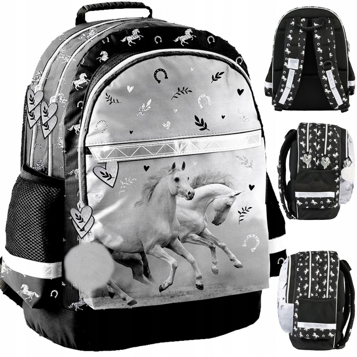 Horses School Backpack for Schoolgirls in Grades 1-4 Paso with Horse