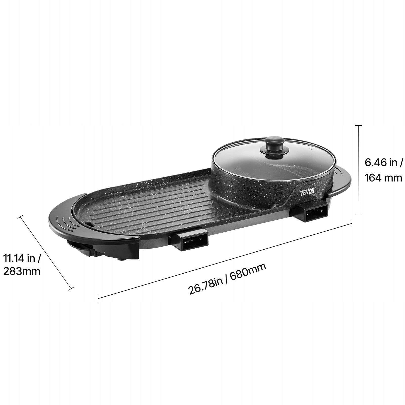 Hot Pot Electric 2,7L 2200W With Grill Independent Temperature Control Power rating 2200 W