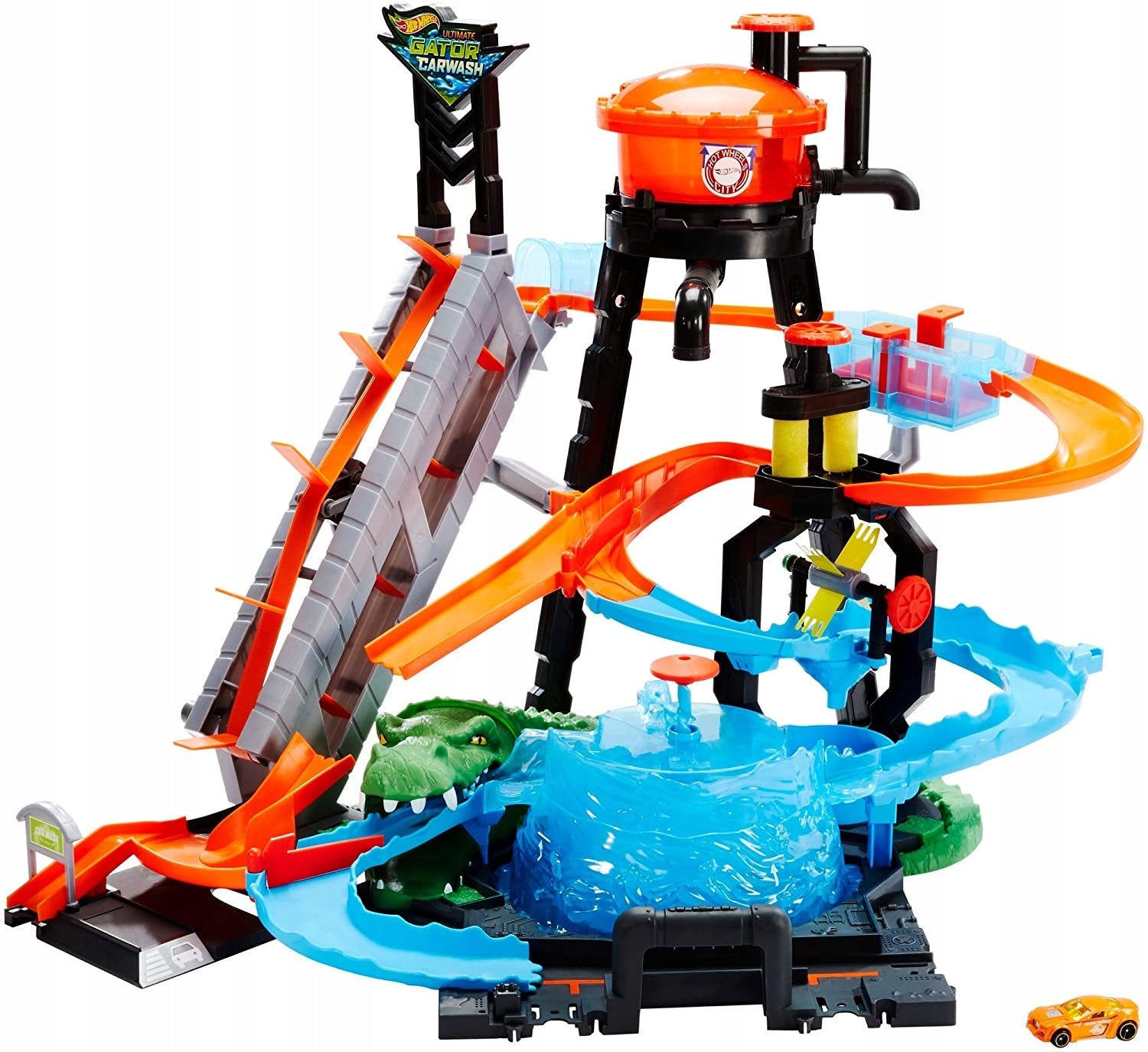 Verfolgen Sie die Krokodil-Autowaschfalle von Hot Wheels