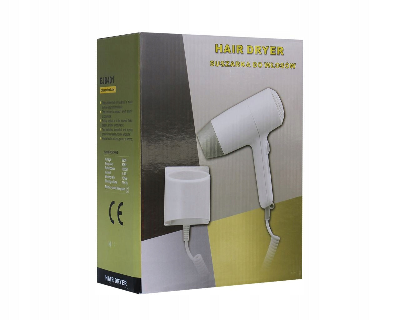 Hotel hair dryer ECO plastic white Merida EJB401 Brand Merida
