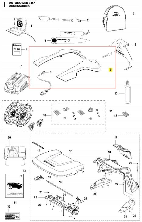 Housing robotic mower AUTOMOWER 315X Husqvarna Manufacturer code 590876903