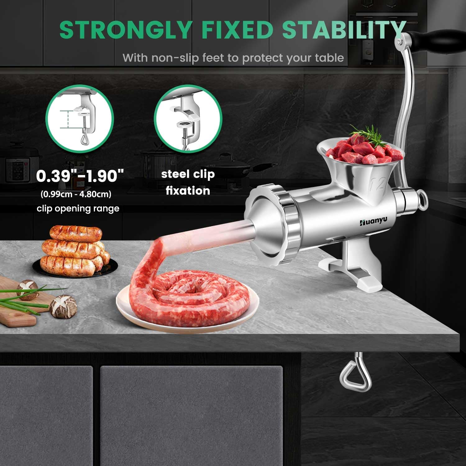 Huanyu Handheld Stainless Steel Meat Grinder Manufacturer code 001