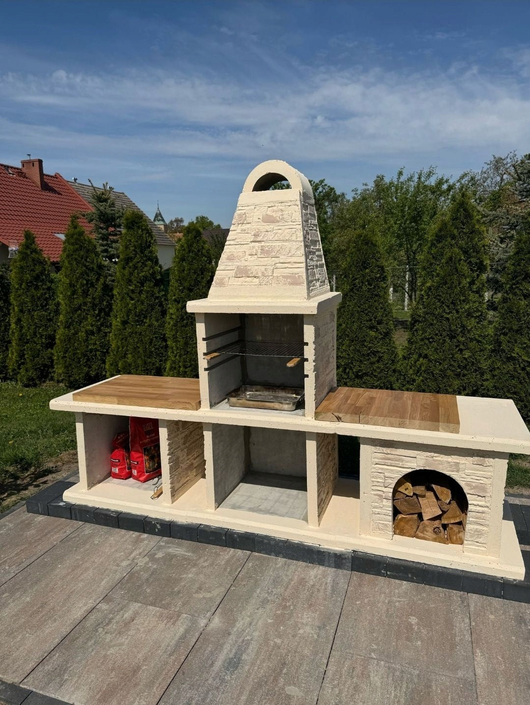 Huge BBQ up to 240cm large garden fireplace concrete smokehouse HIT WYPRZ