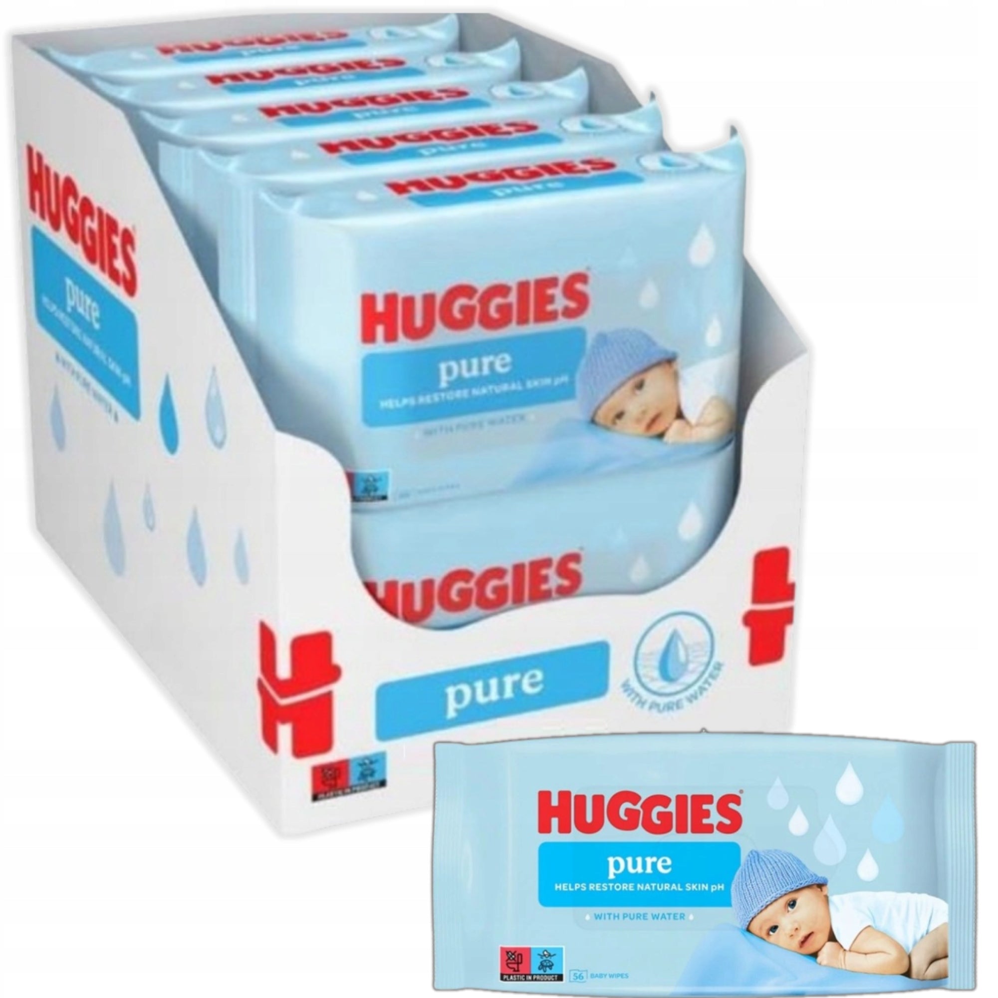 Huggies PURE WATER wet wipes for babies 10x