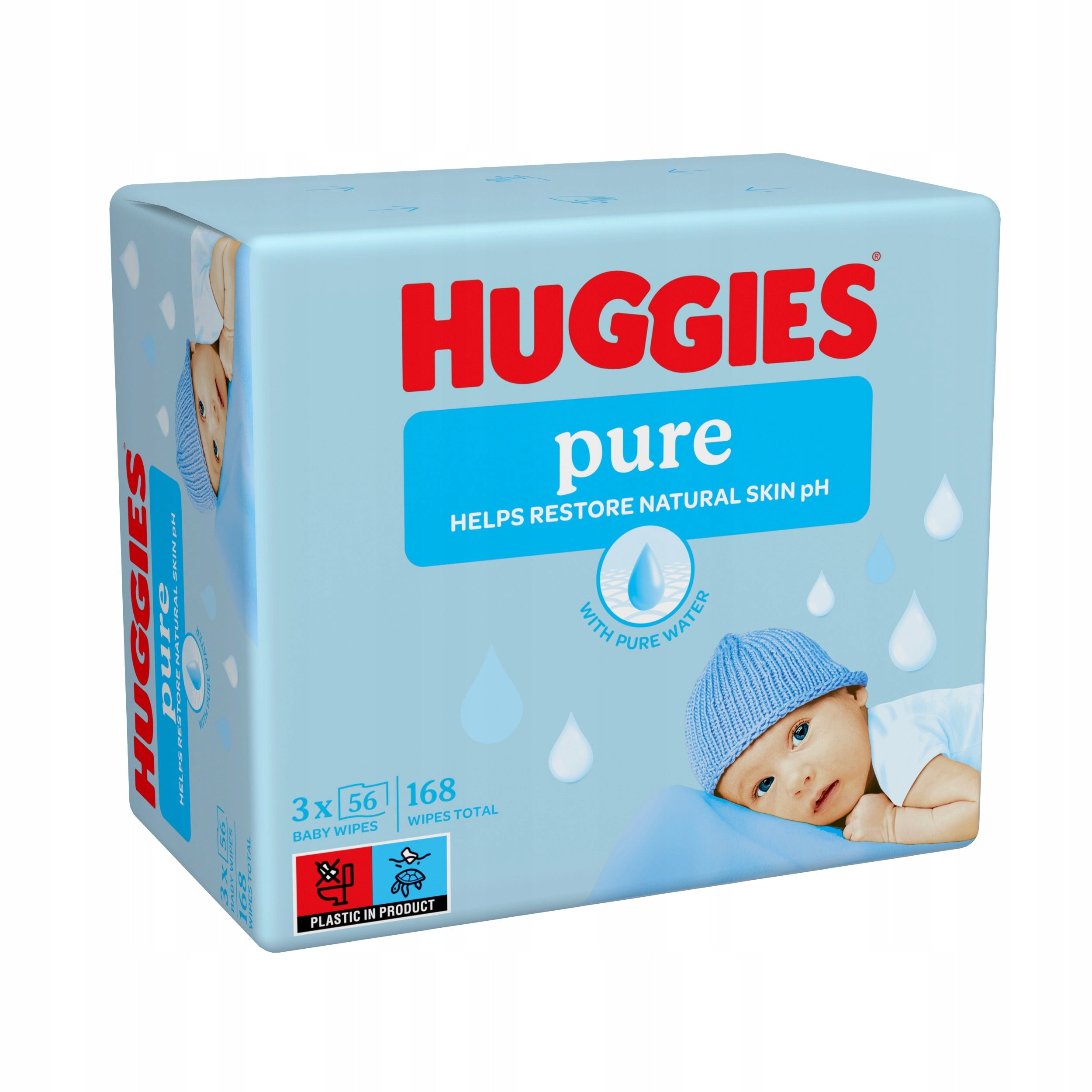 Huggies wet wipes PACK 2 x Pure Triplo 2 x 168 pcs. Brand Huggies
