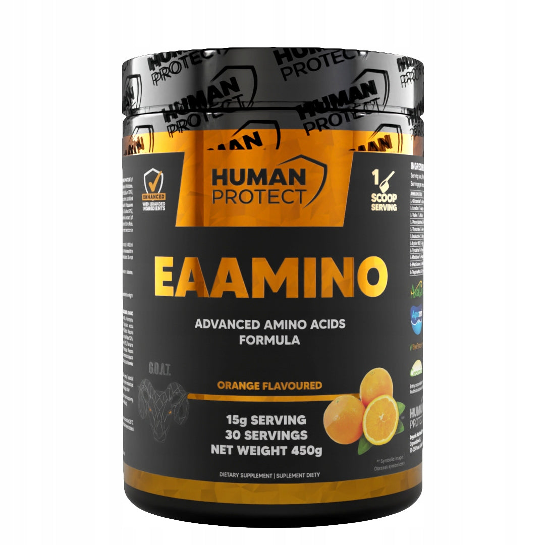 Human Protect EAAmino 450g AMINO ACIDS EAA ELECTROLYTE REGENERATION Orange