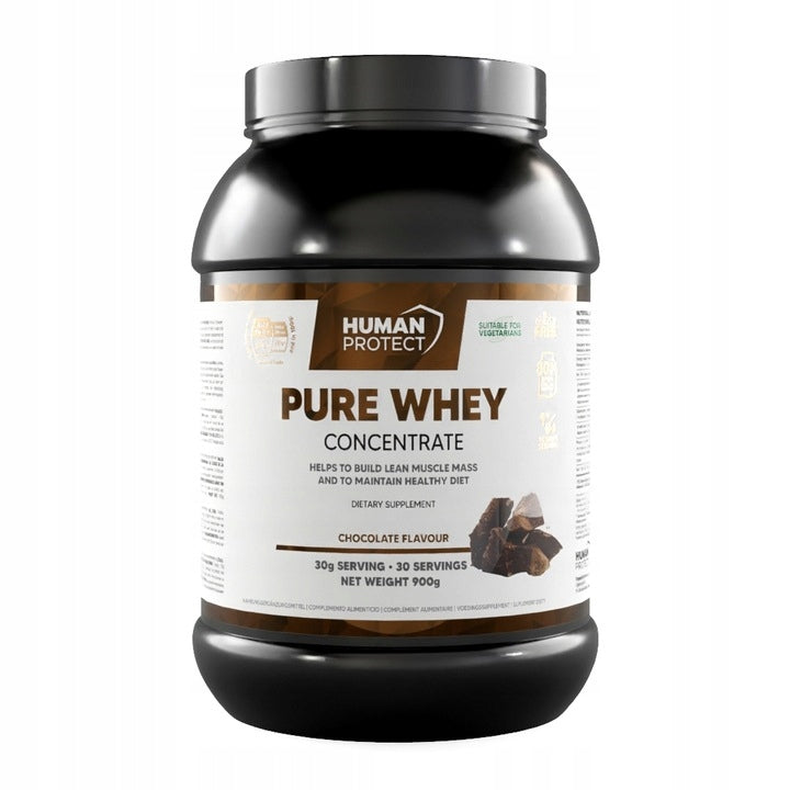 Human Protect Pure Whey 900g CHOCOLATE CONCENTRATE PROTEIN MUSCLE BUILDING