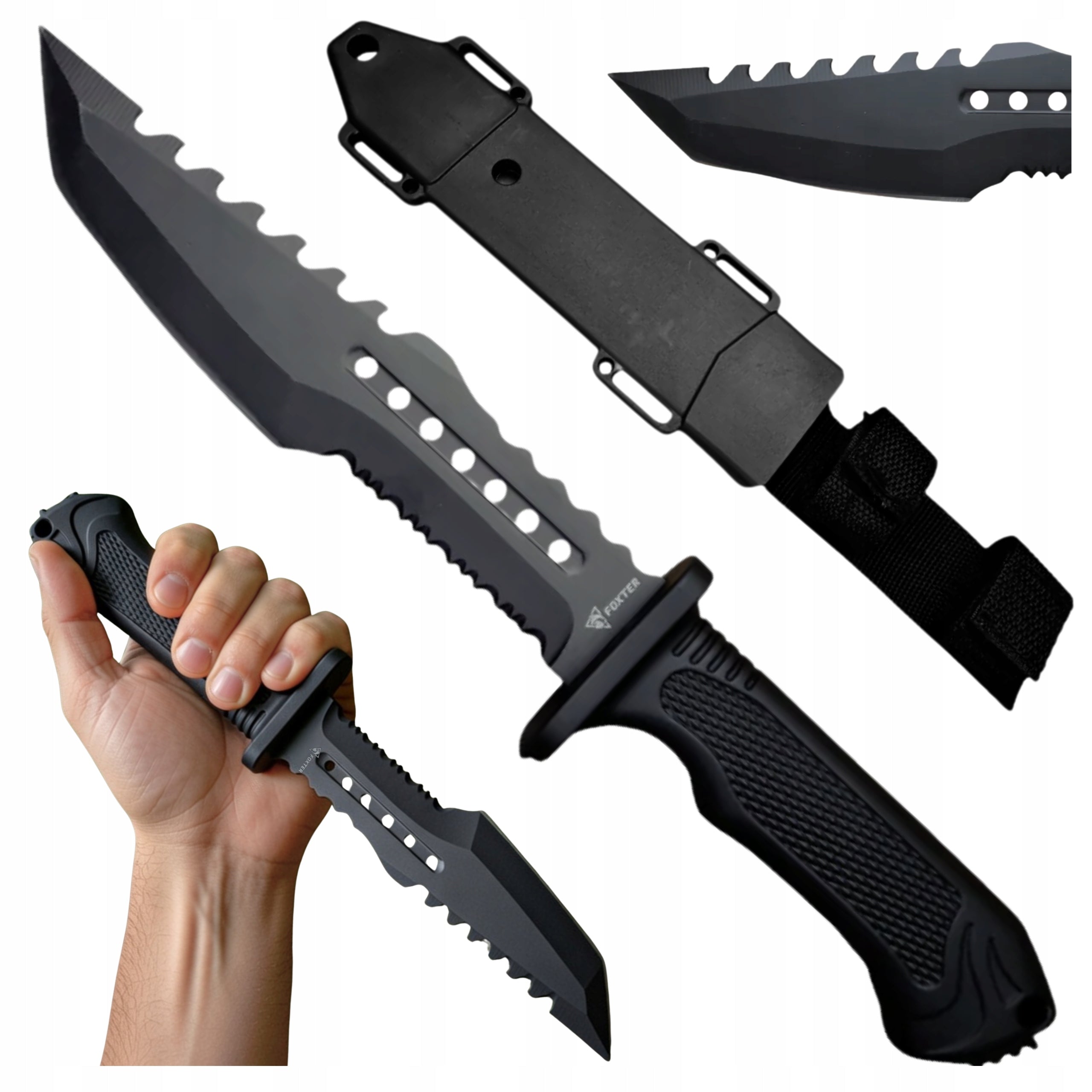 Hunting knife survival flint tactical military holster set 31cm