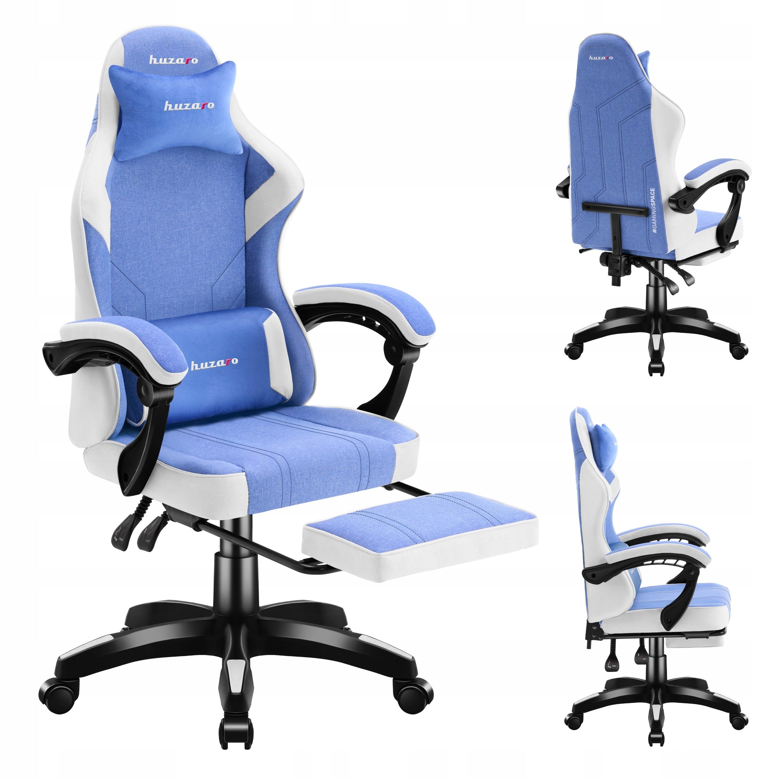 Huzaro Ergonomic chair with office gaming footrest FORCE 3.7 Blue