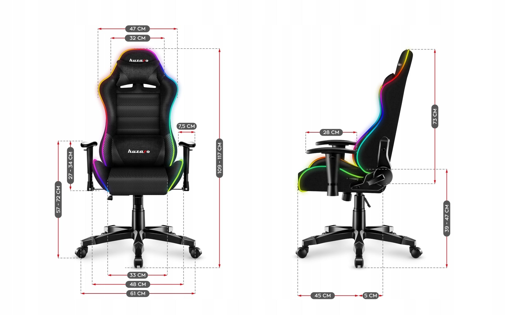Huzaro SWIVEL GAMING CHAIR for children 100-160 cm Ranger 6.0 RGB LED Manufacturer code 5903796010732