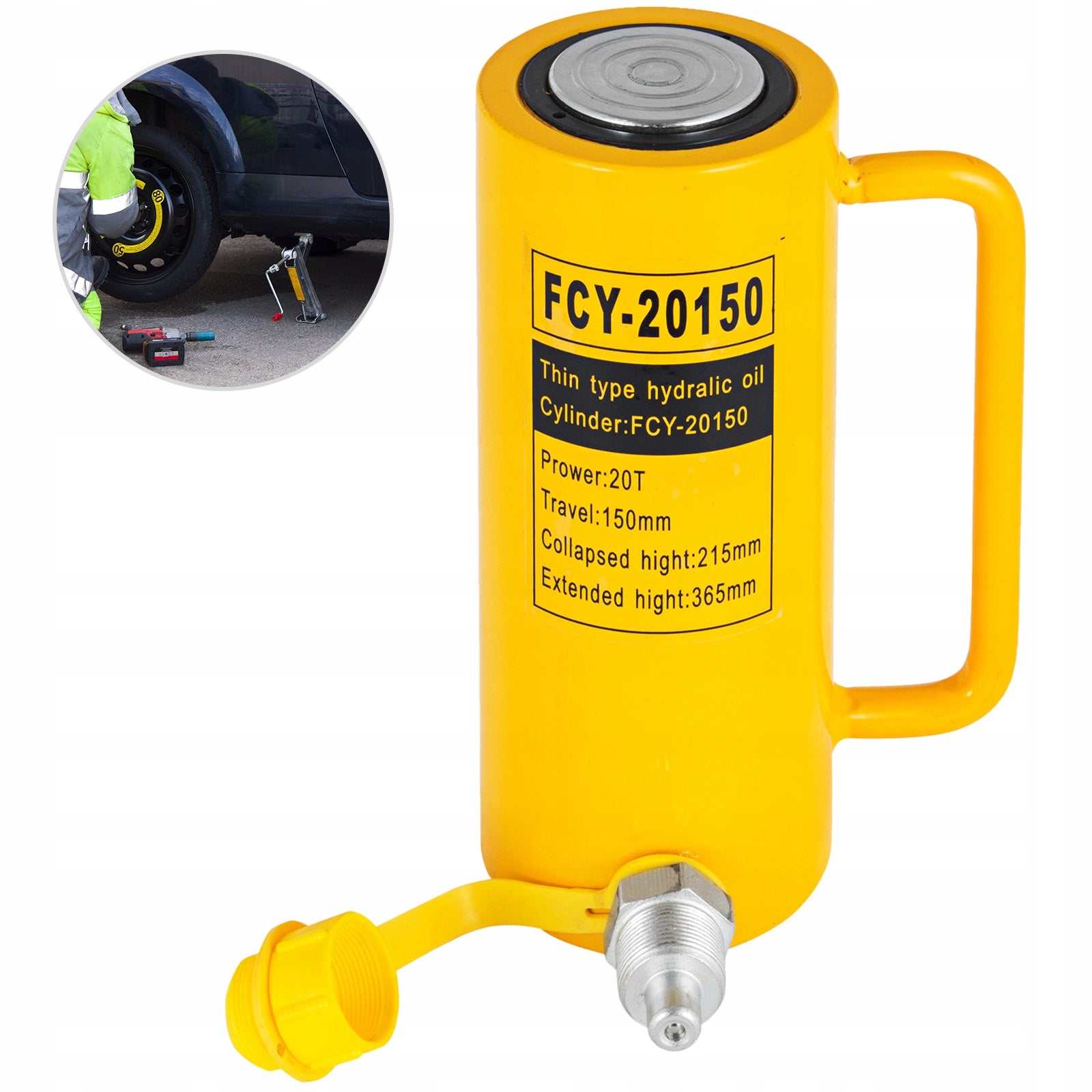 Hydraulic Cylinder Jack 20 Ton 6 Inch Stroke Single Acting with Connector
