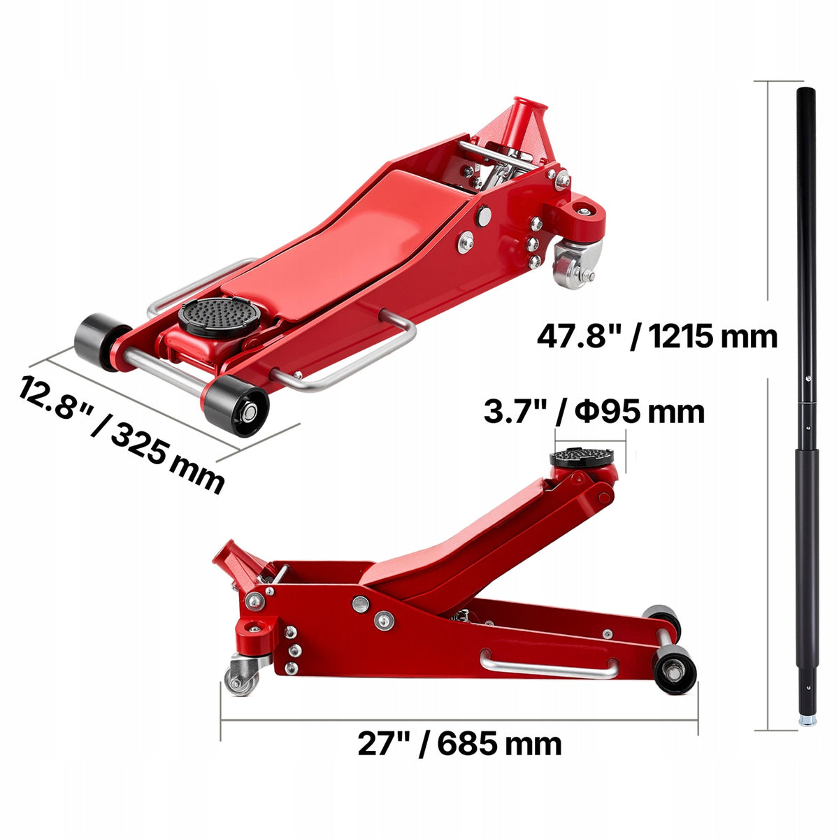 Hydraulic Lifting Lift Aluminum Lifting Capacity 3T 8,5 – 51,5CM With Double Piston Pump Manufacturer code WSQJDLT3TSGB9E
