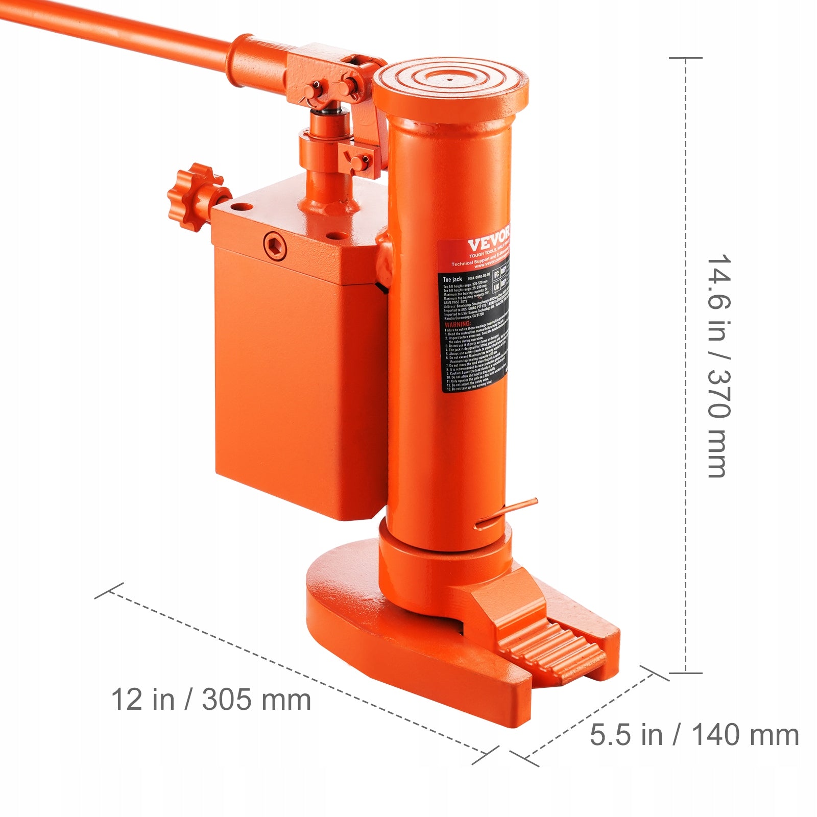 Hydraulic Machine Toe Jack Lift 360° Rotatable 5 T Toe 10 T Top Capacity Maximum lifting height 570 mm