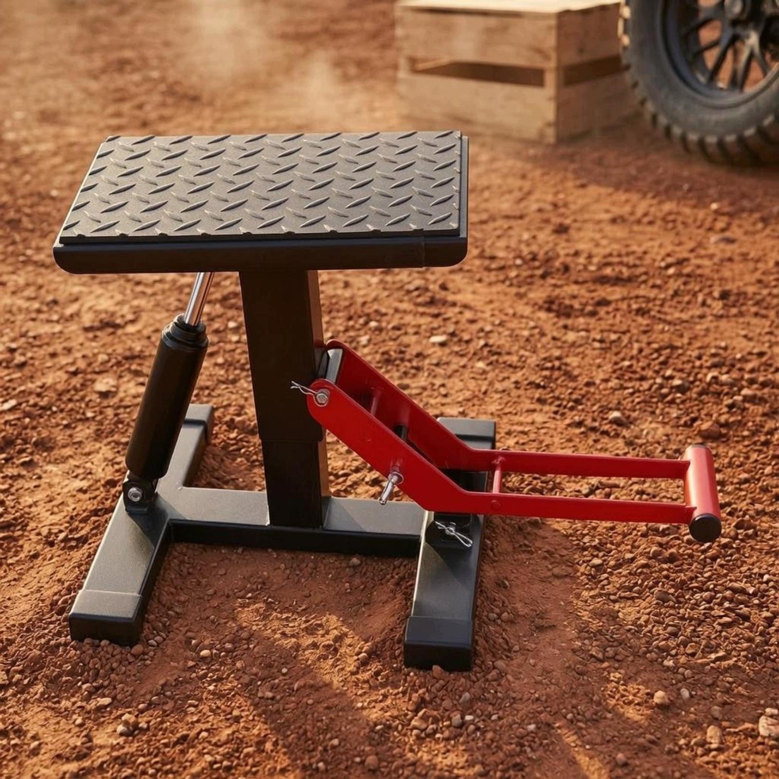 Hydraulic Motorcycle Repair Stand Diamond Plate Top Workshop Equipment Manufacturer no brand
