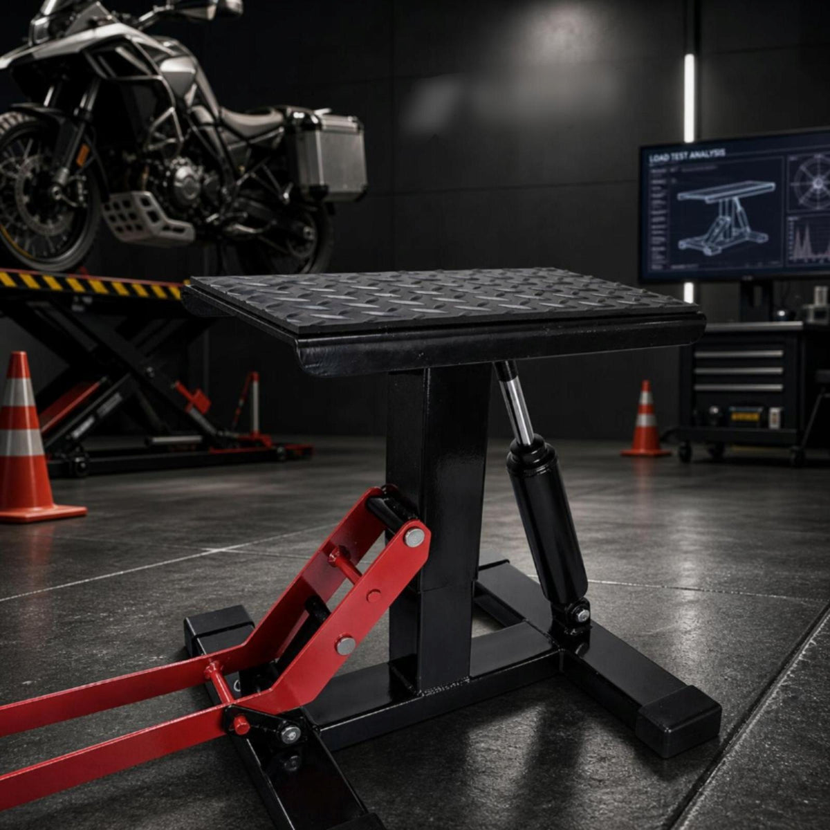 Hydraulic Motorcycle Repair Stool Steel Frame Lifting Stand Packaging status original