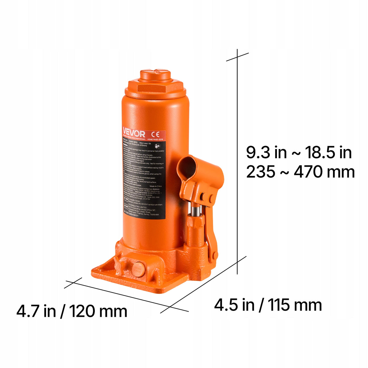Hydraulic Pneumatic Lift 10T Effortless Operation Orange Manufacturer code SDPSQJD10