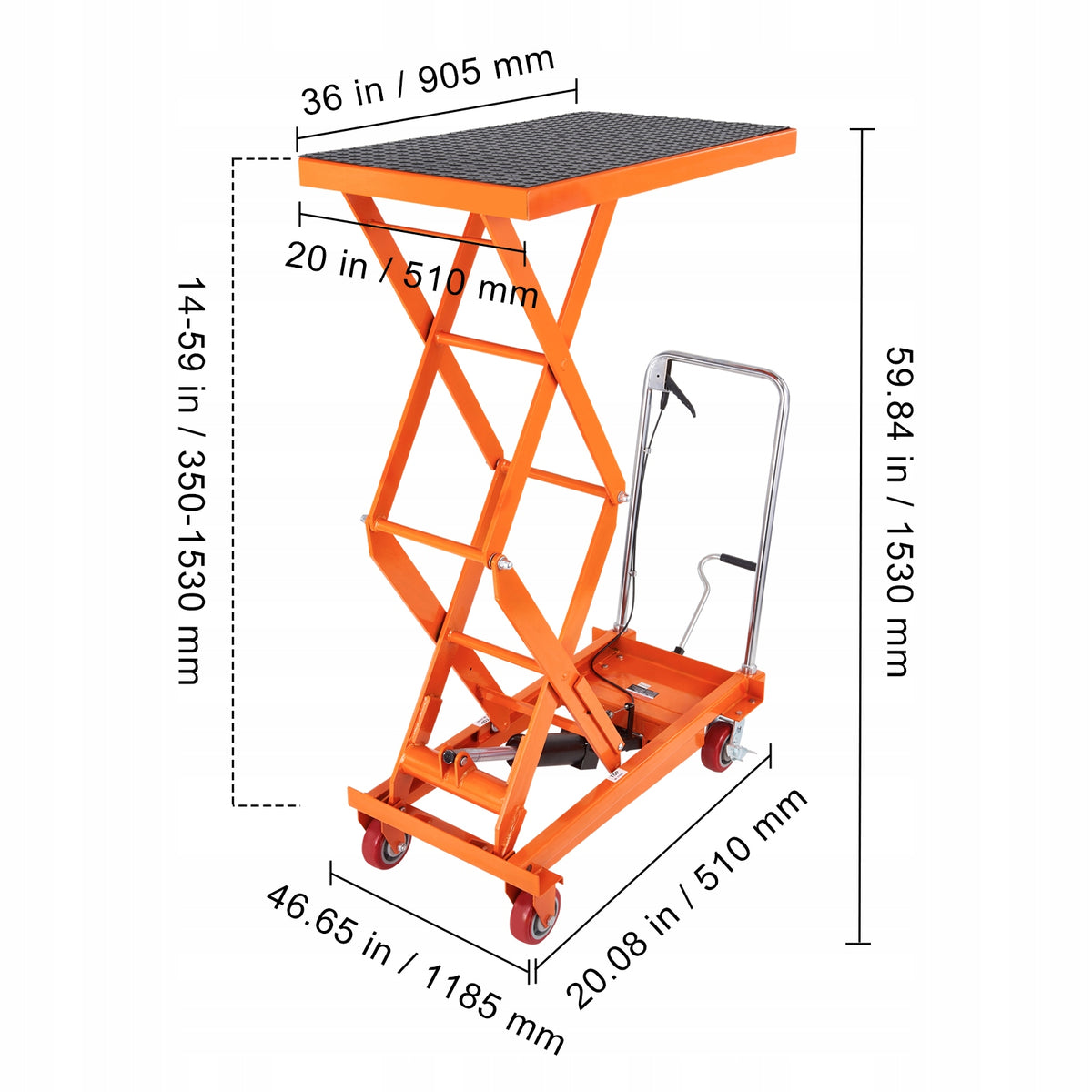 Hydraulic Table 35-153CM Load Capacity 350KG Double Scissors Lifting Table Manufacturer code SJYYSJPTC