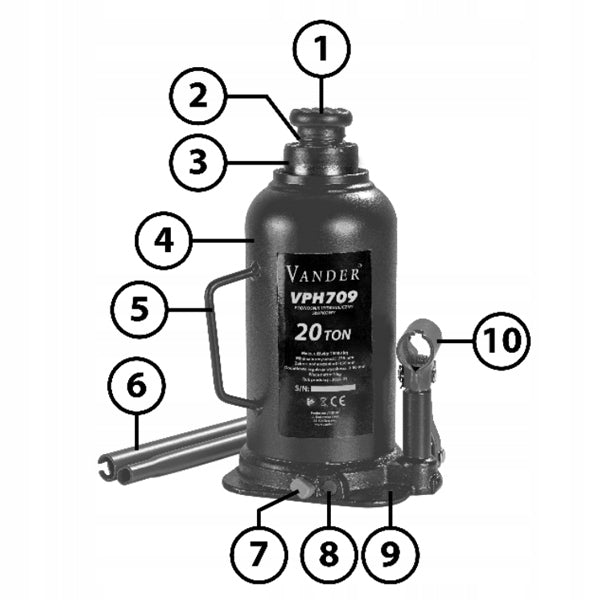 Hydraulic car bollard lift 20T VANDER VPH709 EAN (GTIN) 5907377565154