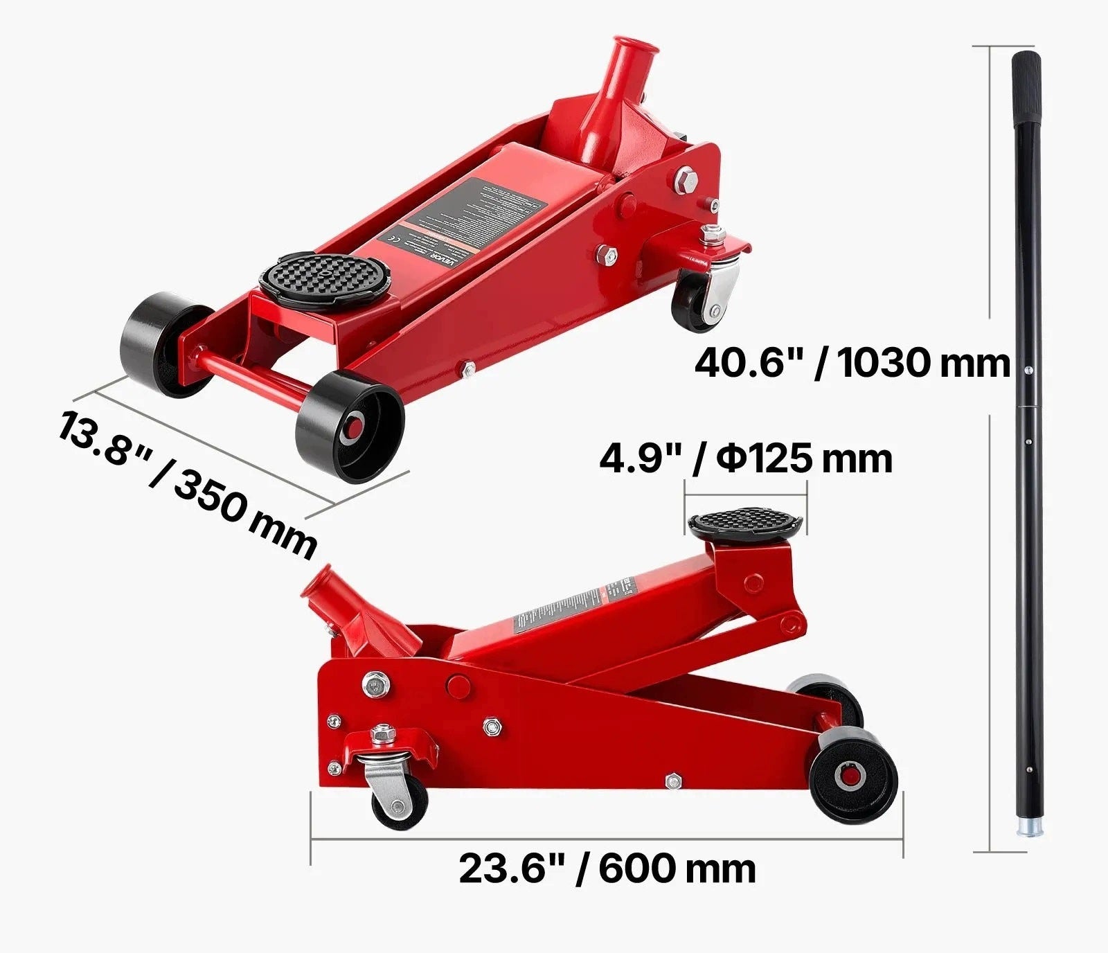 Hydraulic car lift max 3 t red strong low profile Maximum lifting height 500 mm