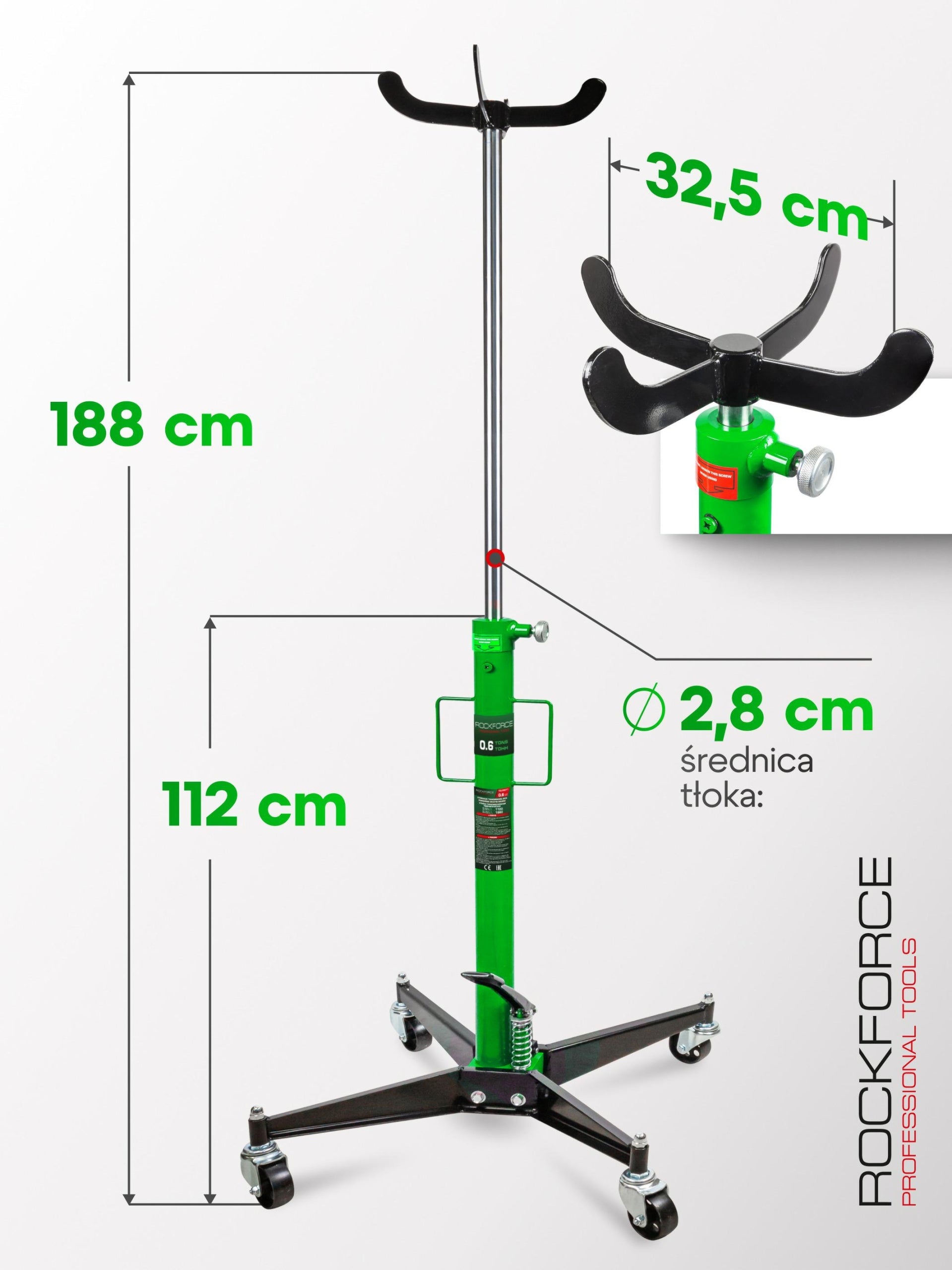 Hydraulic gearbox lift 0.6 T 112-188 cm with pedal Rockforce Product weight with unit packaging 22.5 kg