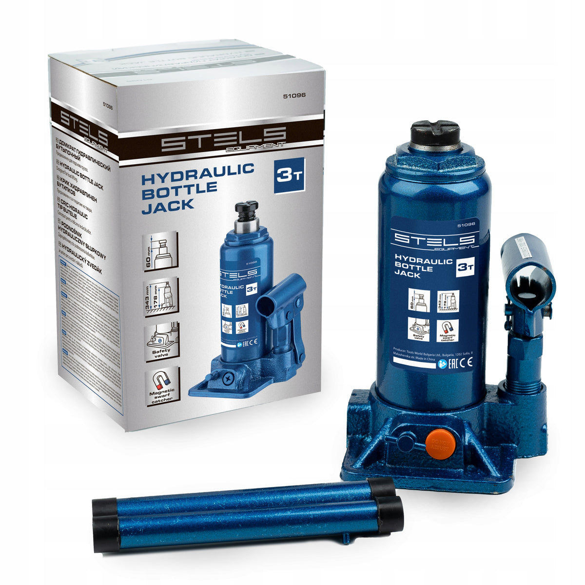 Hydraulic jack bottle lifter, 178-343 mm, 3t - Stels Manufacturer code 51096