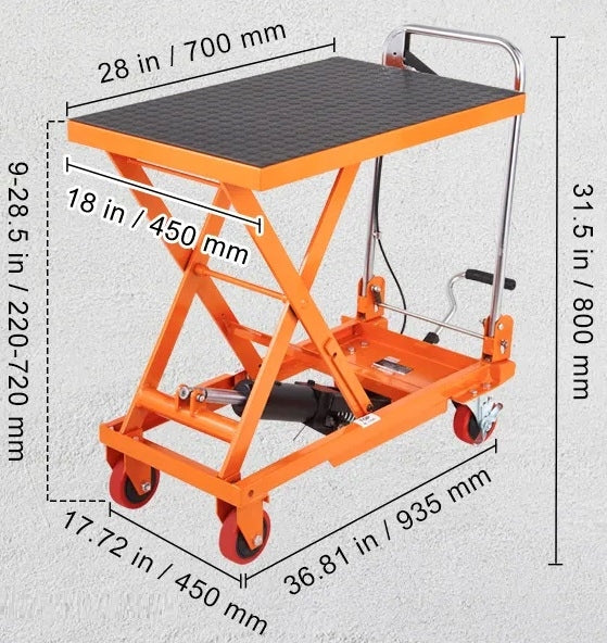 Hydraulic lifting table scissor 150 kg 72 cm warehouse transport Brand no brand