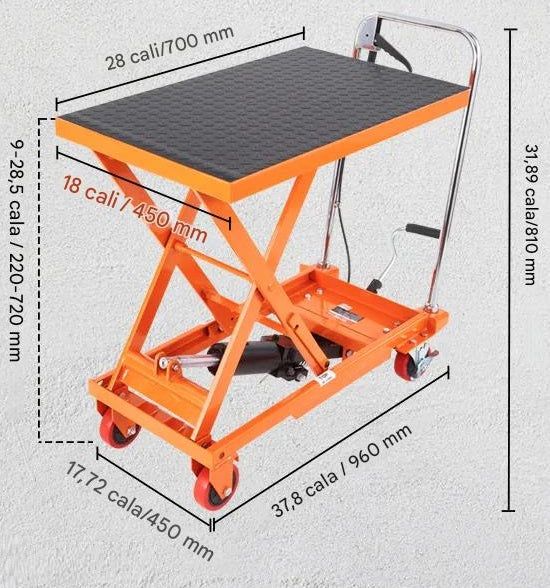 Hydraulic lifting table scissor 227 kg 72 cm on wheels warehouse Brand no brand