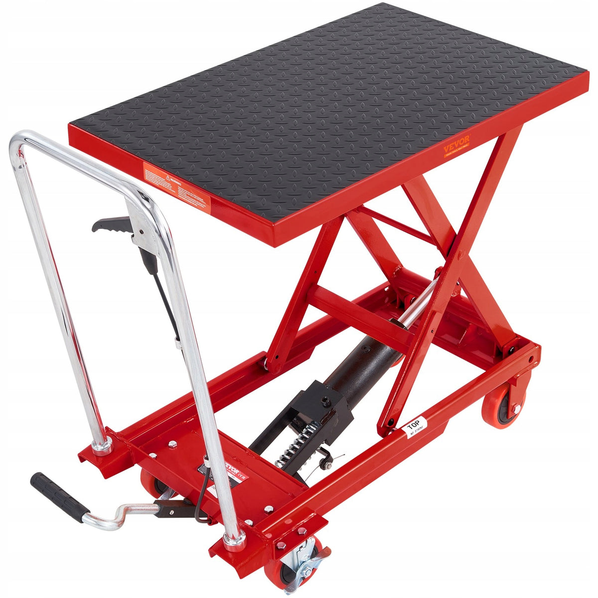 Hydraulic lifting table scissor 227 kg 72 cm red mobile warehouse