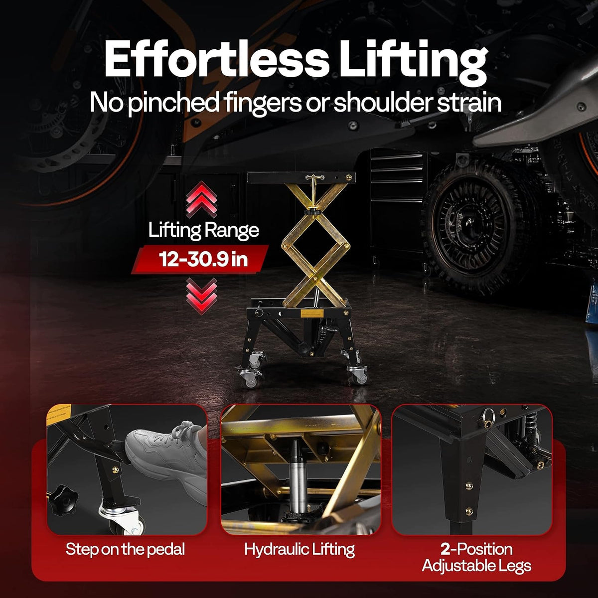 Hydraulic motorcycle lift 159 kg 30,5-78,5 cm on wheels VIVOHOME Manufacturer no brand