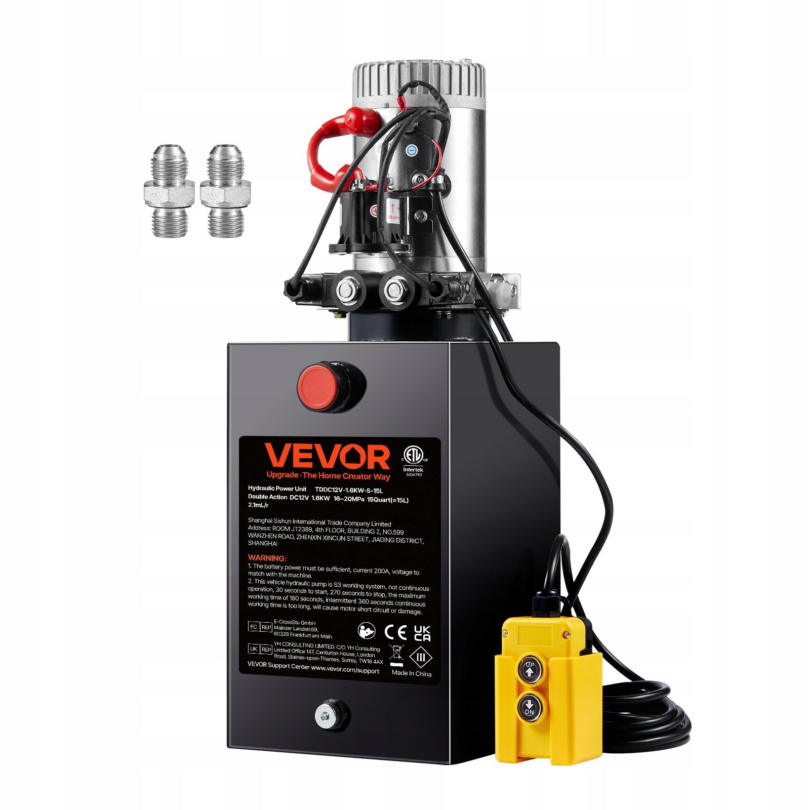 Hydraulic pump aggregate 12 V 1600 W double acting 15 L Manufacturer code ZXDC12V-1.6KW-S-15L