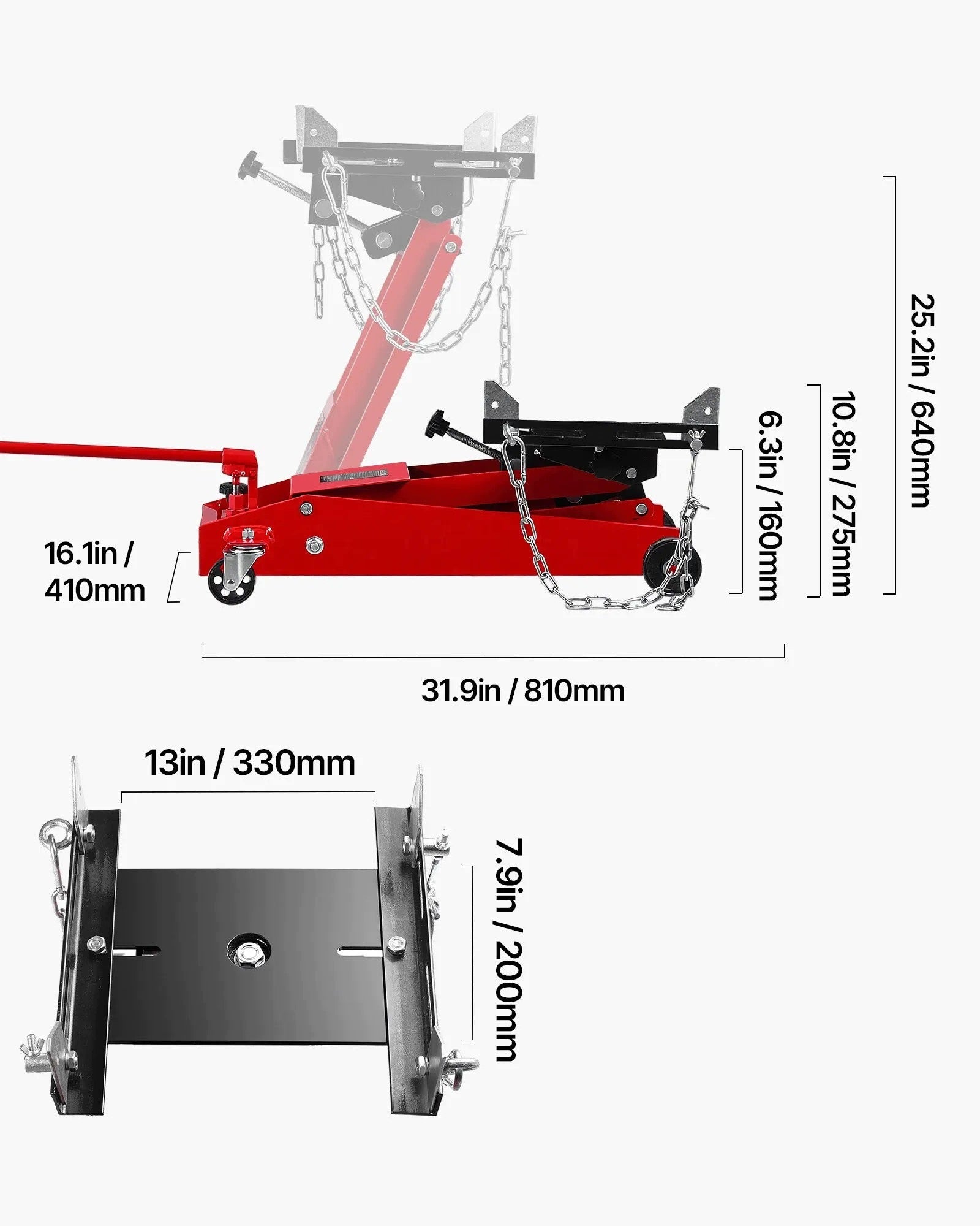 Hydraulic workshop lift strong 450 kg red 16-64 cm platform Brand no brand