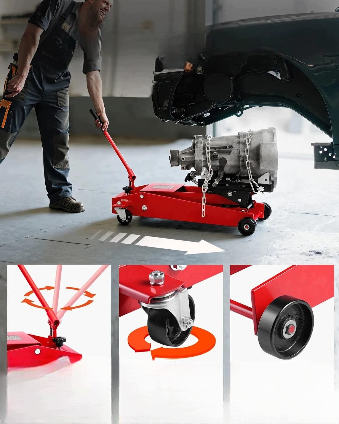 Hydraulic workshop lift strong 450 kg red 16-64 cm platform Manufacturer code 5907021479363