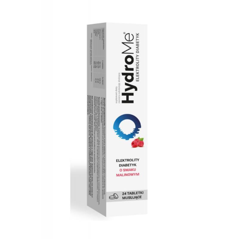HydroMe Electrolytes Raspberry Flavour Diabetic, 24 Effervescent Tablets