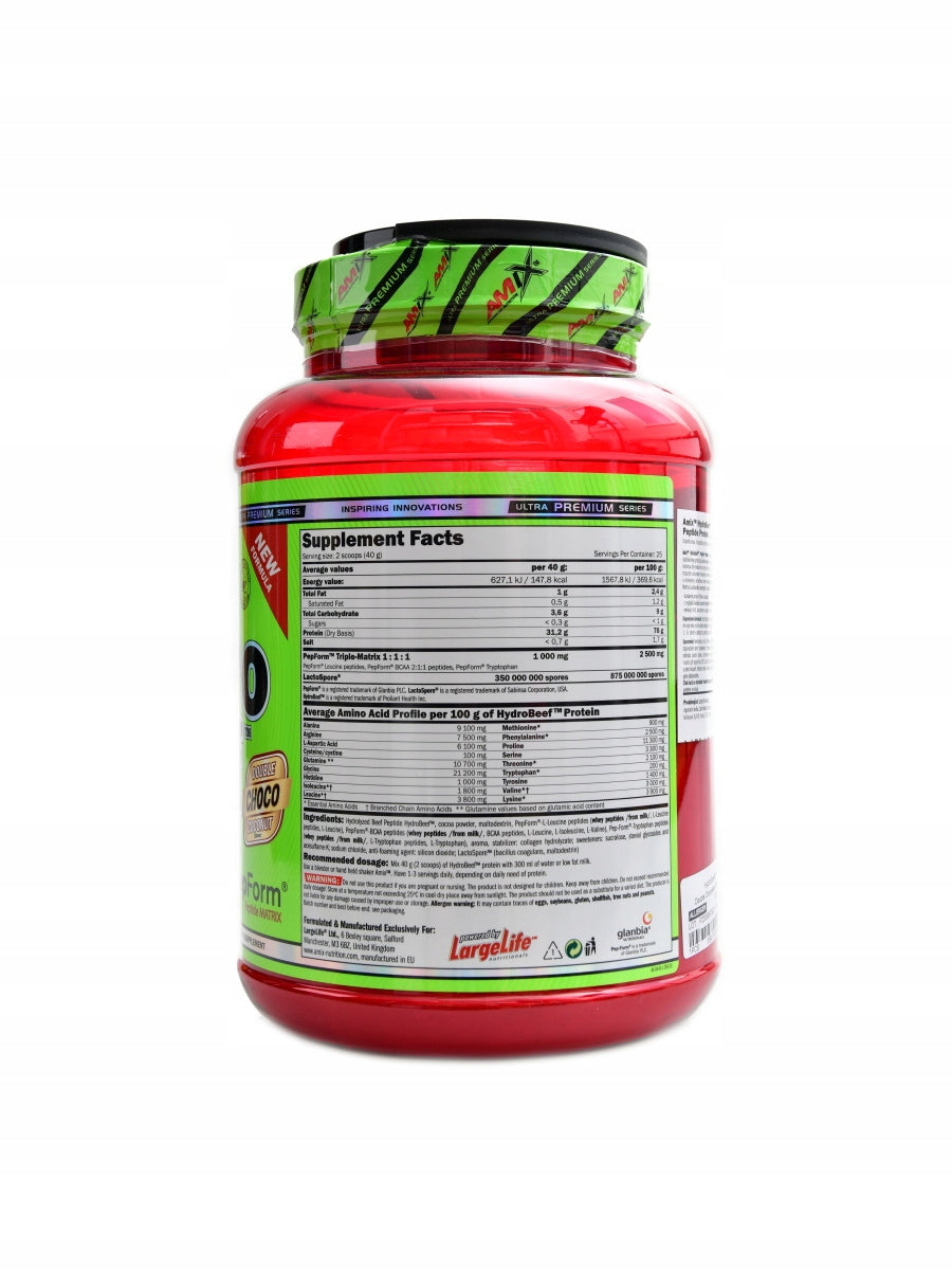 Hydrobeef peptide protein 1000g Amix čokoláda višeň Packaging status original