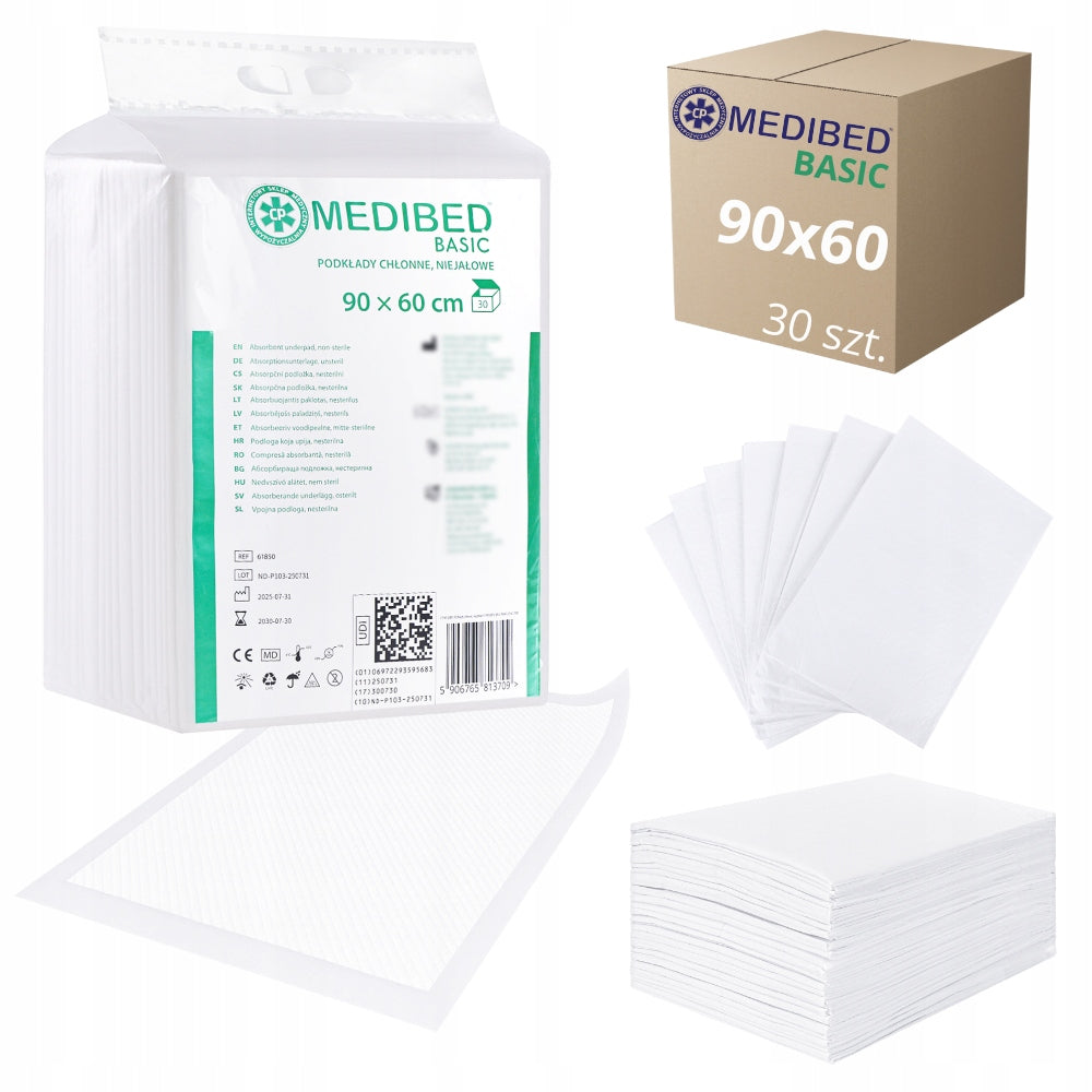 Hygienic changing pads MEDIBED BASIC 90X60 760ml 30 PCS.