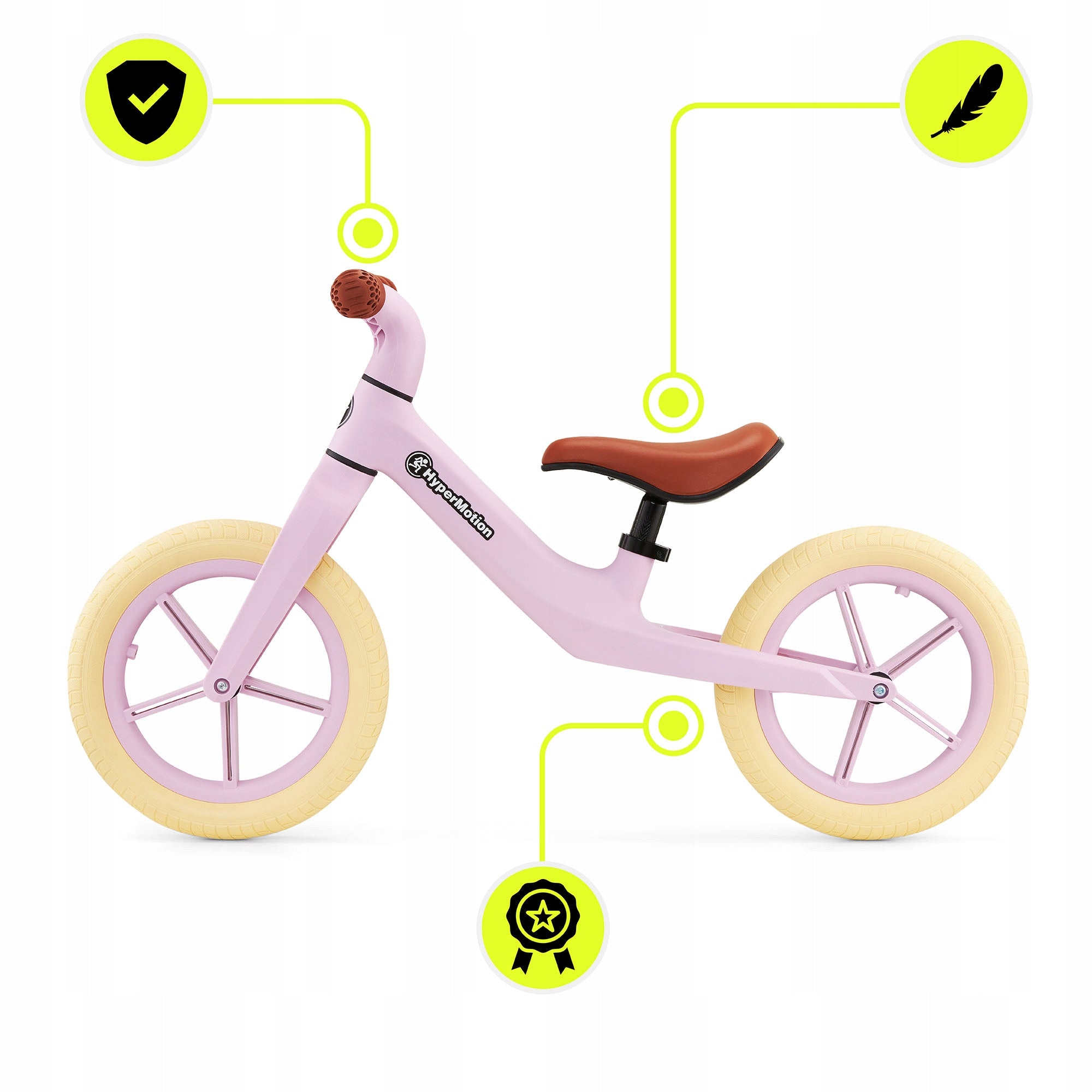 HyperMotion Marcelo balance bike pink – for children, light and stylish Model MARCELO PINK