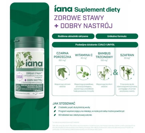 IANA Joints Healthy joints + Good Mood 60 tablets Brand Iana
