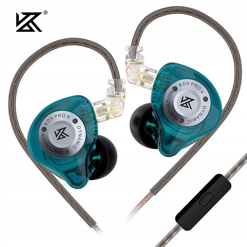 IEM IN-EAR HEADPHONES MONITORS KZ EDX PRO X CYAN GREEN WITH MICROPHONE