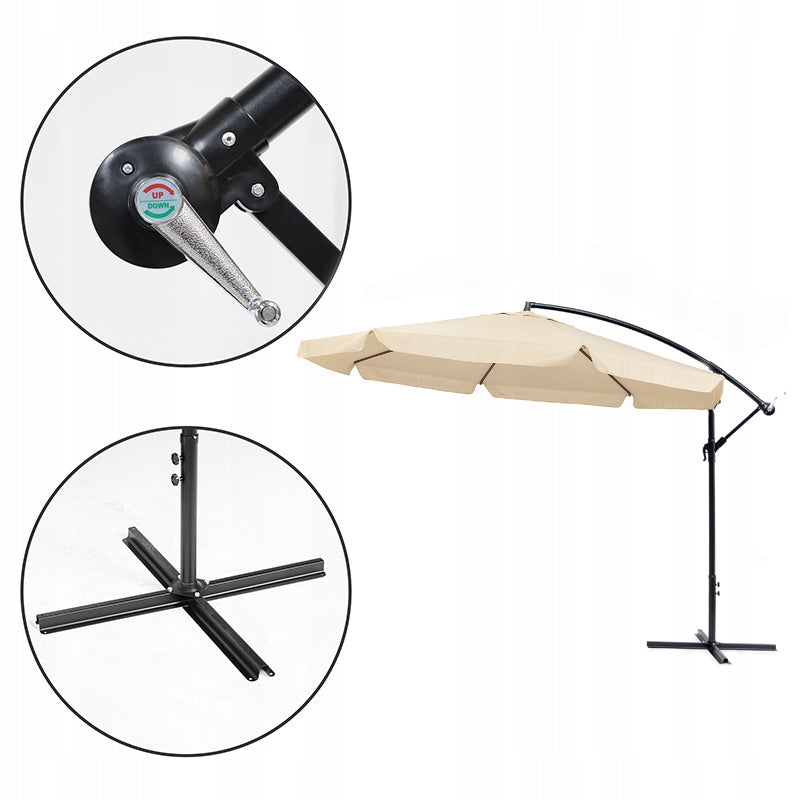 IKAR-BL-EC ECRU FOLDING GARDEN UMBRELLA WITH BOOM + COVER Diameter/width 350 cm