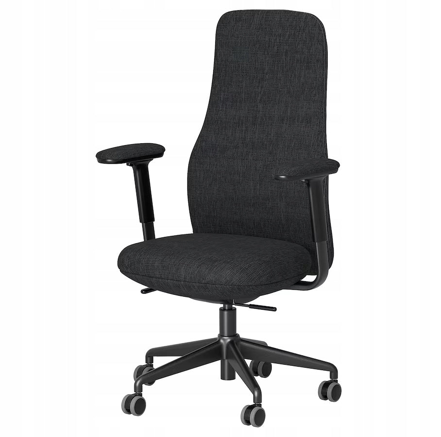 IKEA GRONFJALL Office chair with armrests, Letafors grey/black