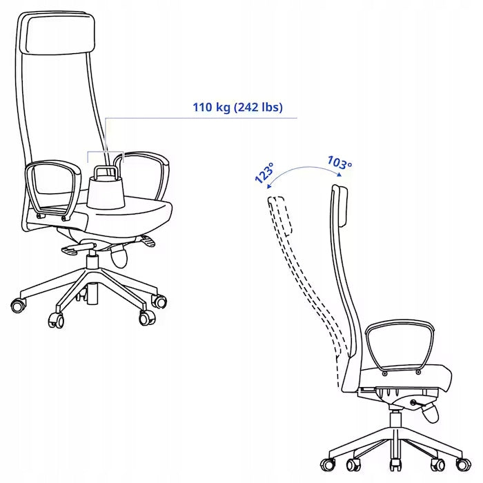IKEA MARKUS Office chair, Vissle dark grey #2 Furniture depth 64 cm