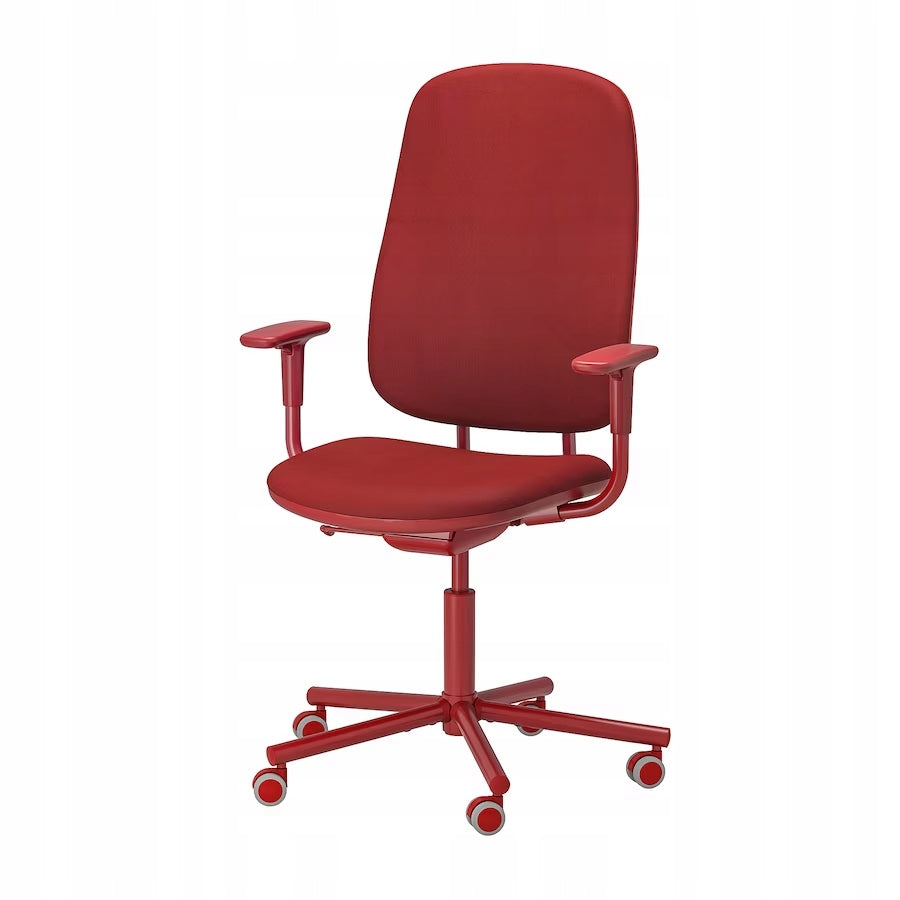 IKEA SMORKULL Office chair with armrests, Grasnas red